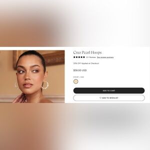 SOLD- Olive + Piper Cruz Pearl Hoop Earnings